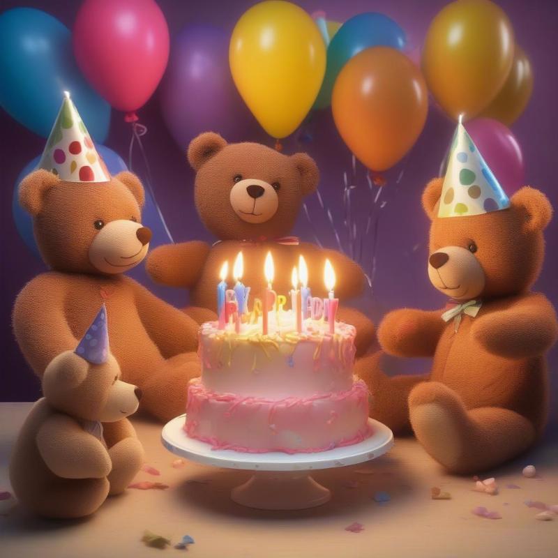 Teddy Bear Birthdays Coloring Page