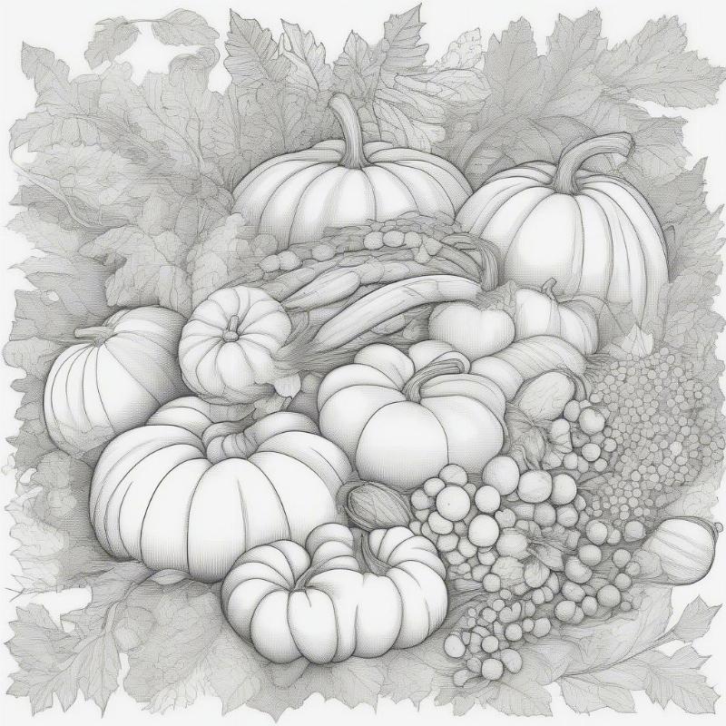 Thanksgiving Cornucopia Coloring Page