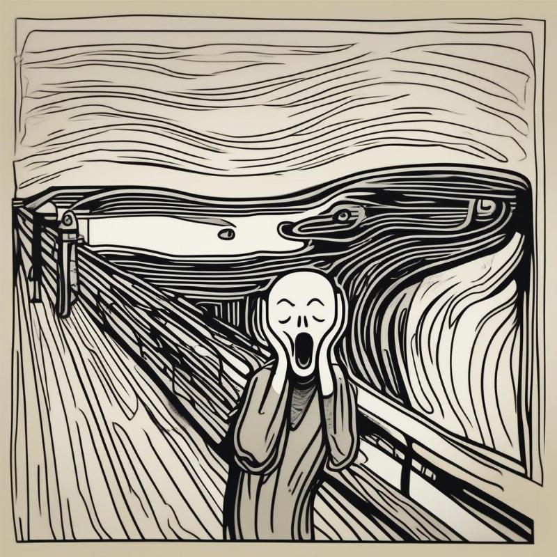 The Scream Coloring Page Simple Design