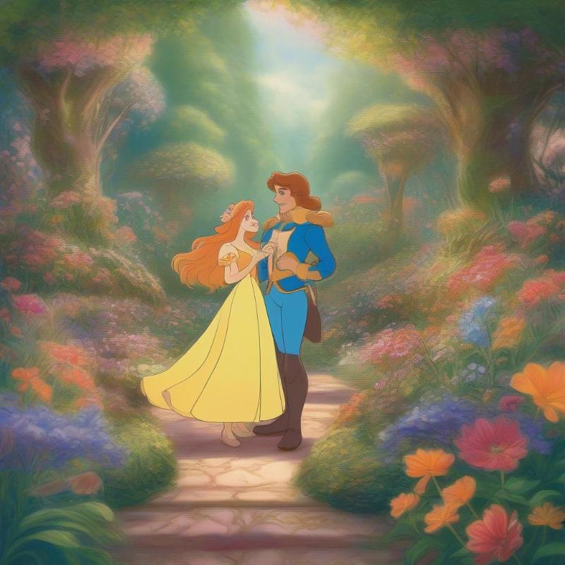 Thumbelina Meets the Prince Coloring Image