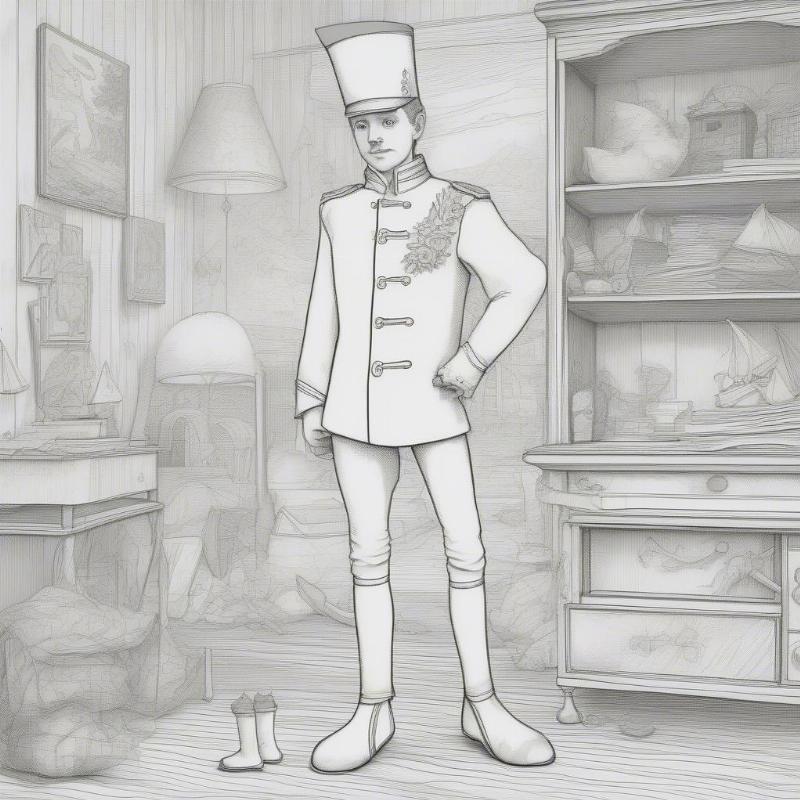 Tin Soldier Coloring Page, Hans Christian Andersen