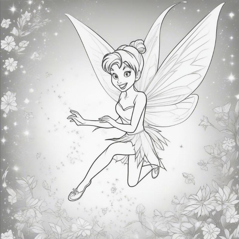 Tinkerbell Coloring Page with Pixie Dust