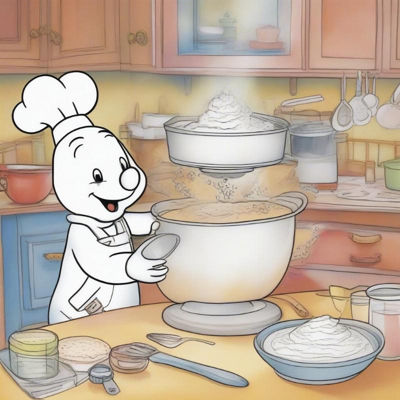 Toopy and Binoo Baking Cake Coloring Page