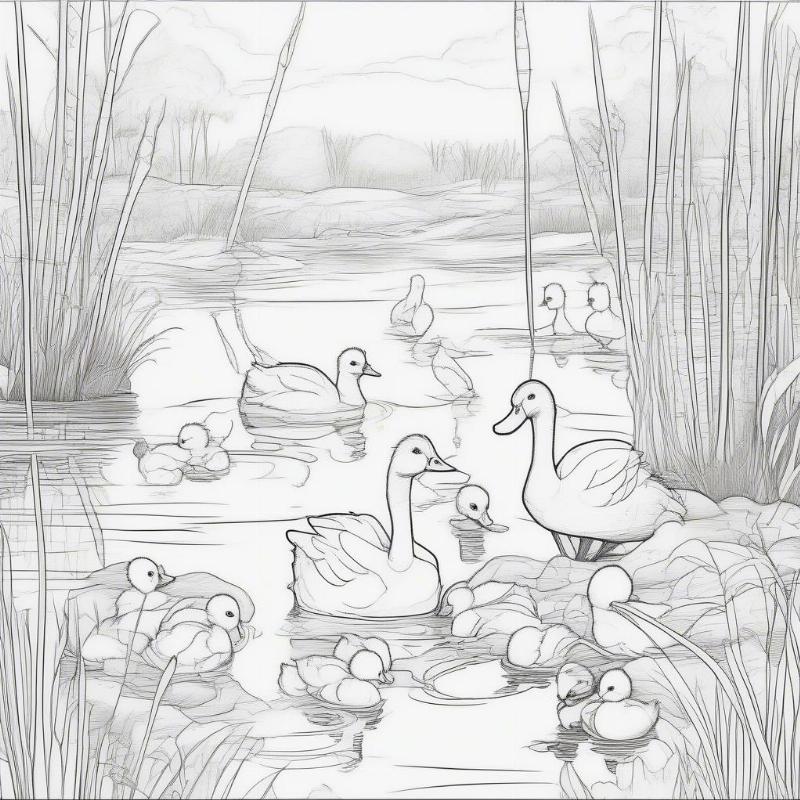 Ugly Duckling Coloring Page from Denmark Fairy Tales