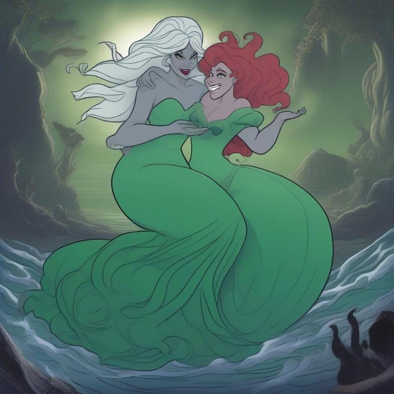 Ursula Holding Ariel's Voice Coloring Page