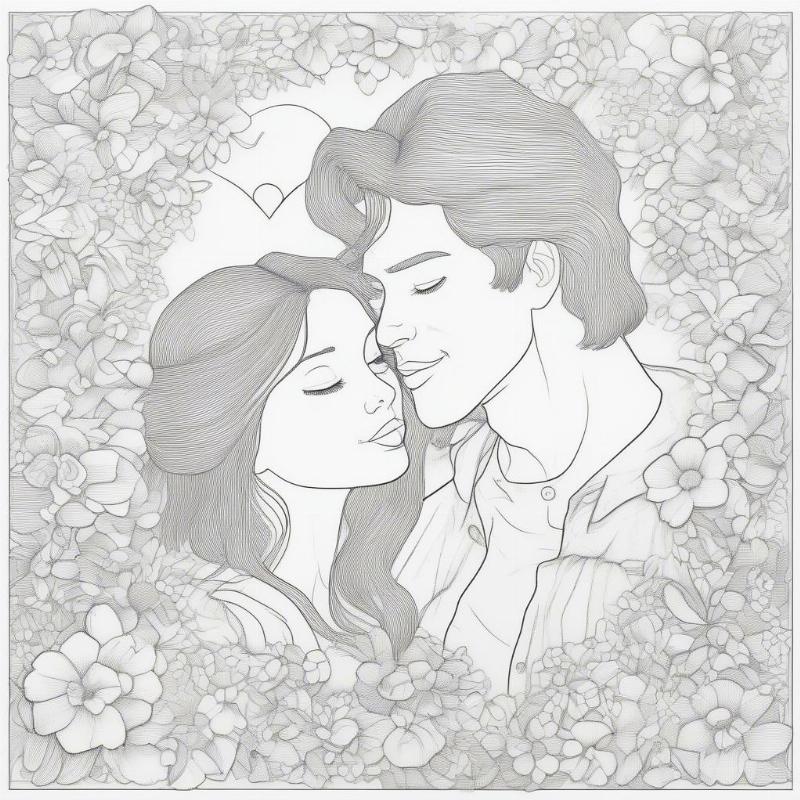 Romantic Couples Valentine's Day Coloring Page