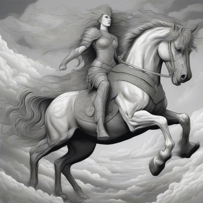 Valkyrie Riding Sleipnir Coloring Page