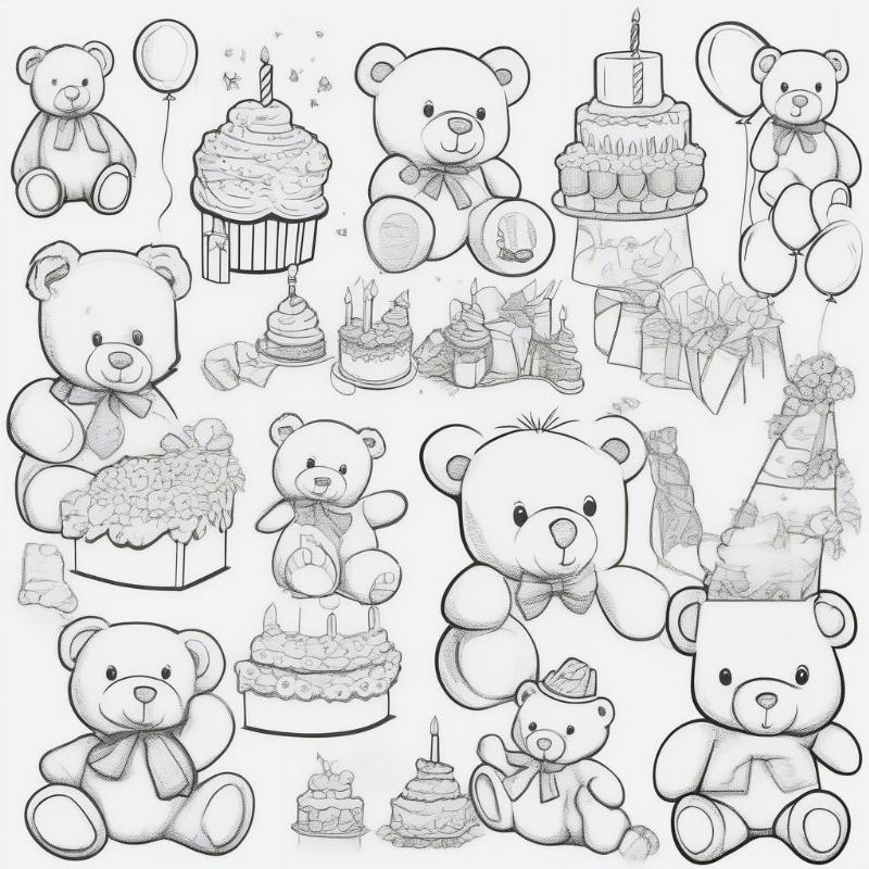 Various First Birthday Teddy Bear Designs