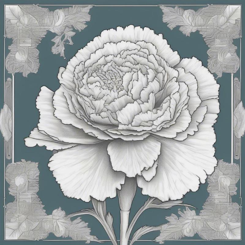 Vintage Style Carnation Coloring Design