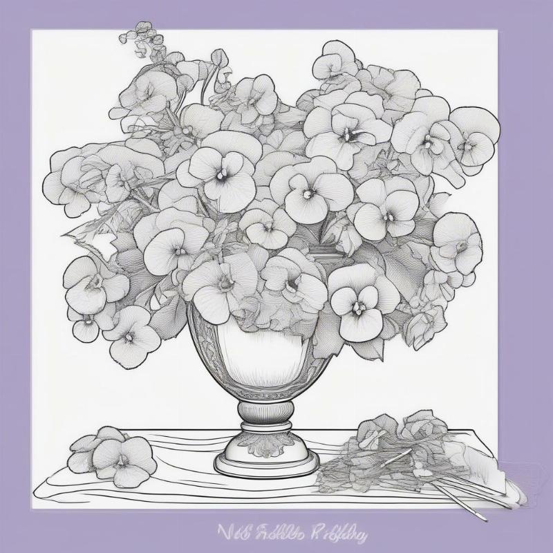 Violet Bouquet Coloring Page 