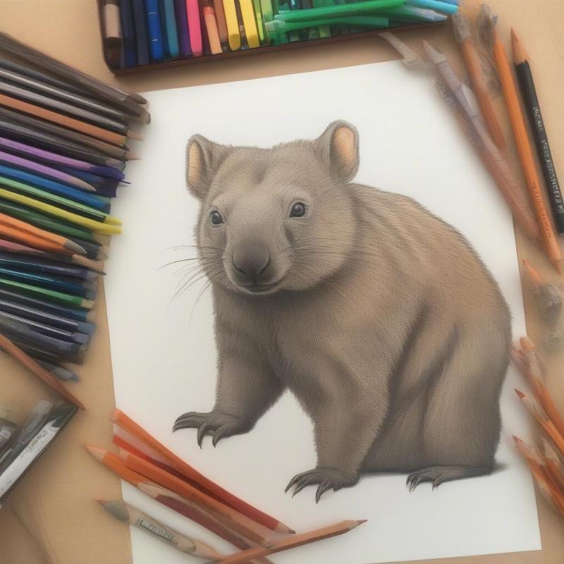 A colorful array of tools for wombat coloring enthusiasts.